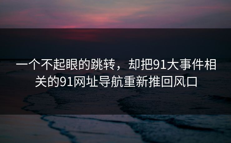 一个不起眼的跳转，却把91大事件相关的91网址导航重新推回风口